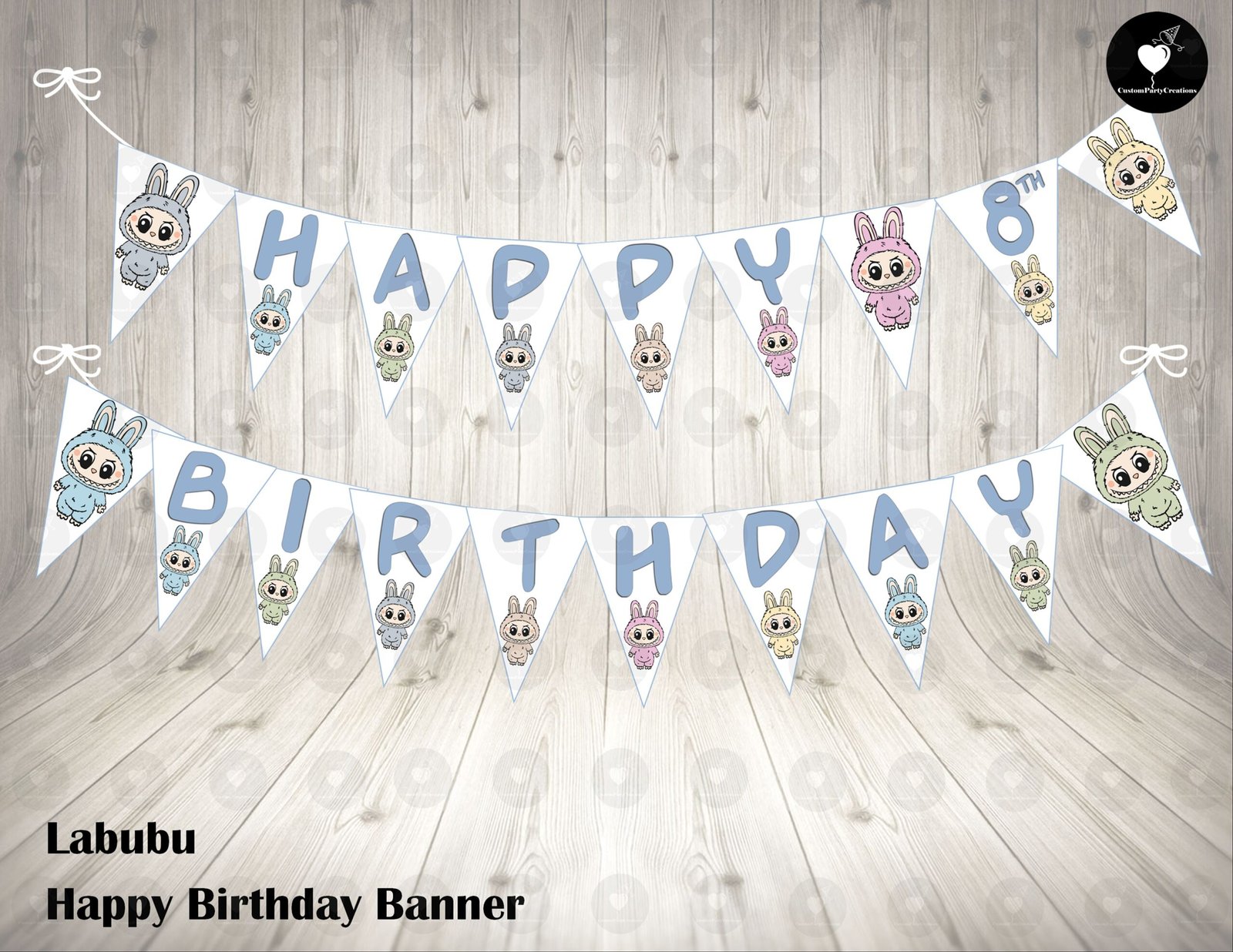 Cute Designer Doll–Style Birthday Party Banner 1 Labubu Birthday Party Banner