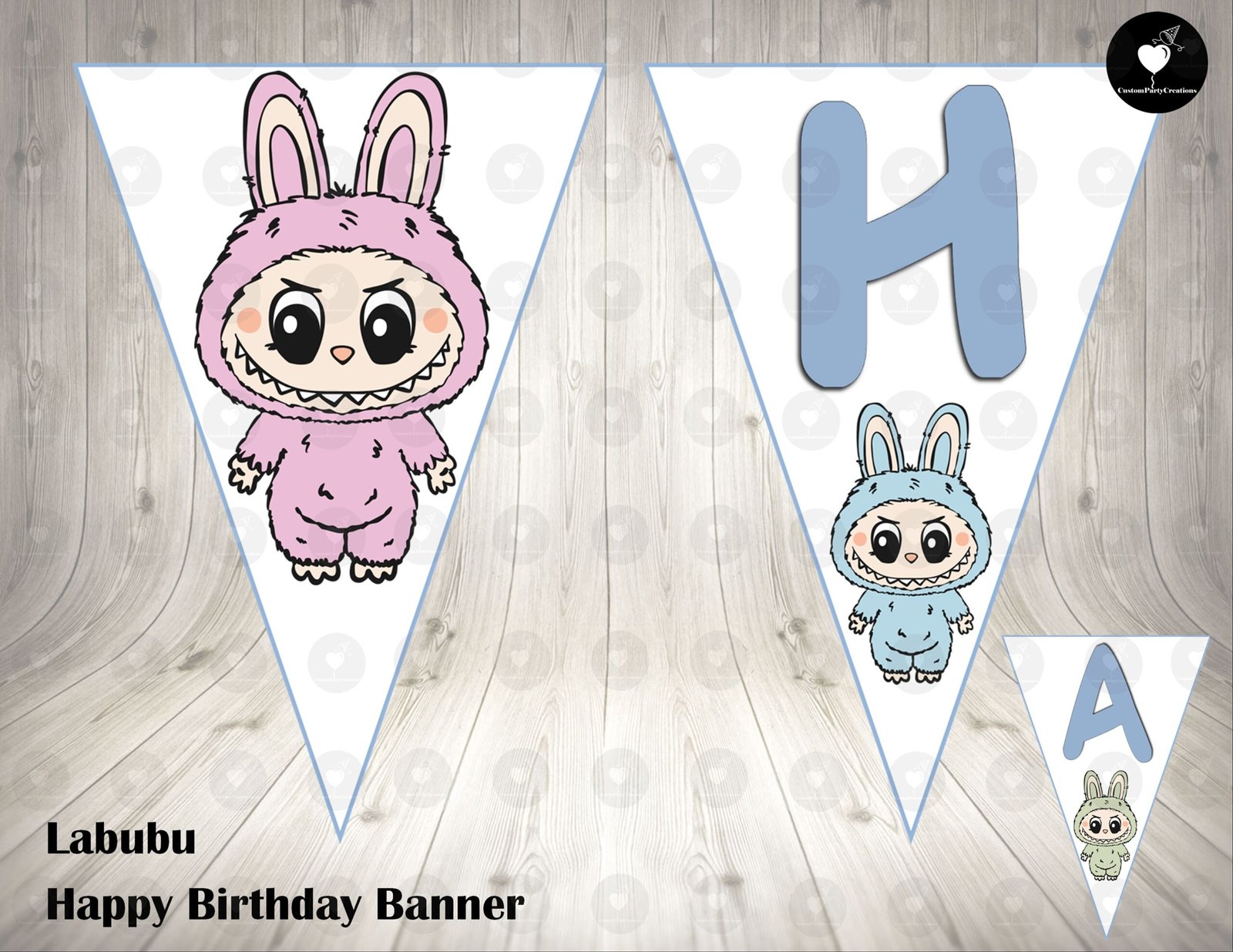 Cute Designer Doll–Style Birthday Party Banner 2 Labubu Birthday Party Banner