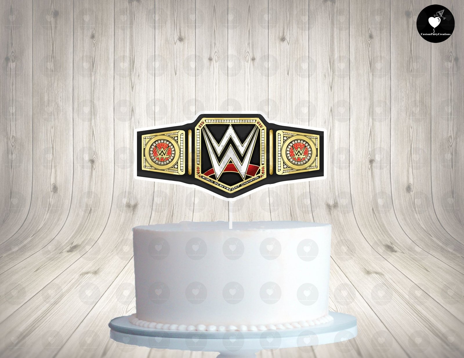 Custom Wrestling Themed Belt Cake Topper (Made to Order) 1 WWE Belt Cake Topper